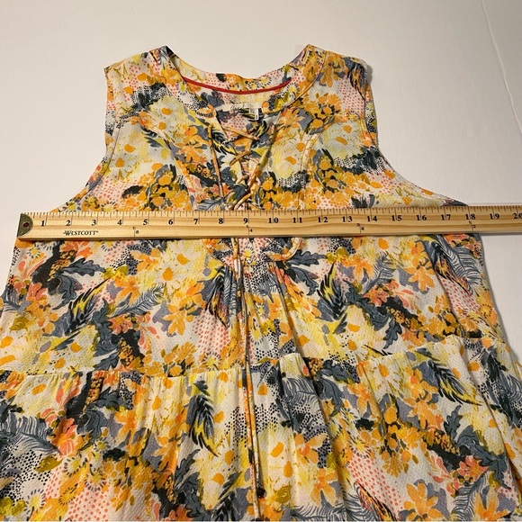 Floreat Anthropologie Tie Front Sleeveless Daisy Floral Blouse - Picture 12 of 13
